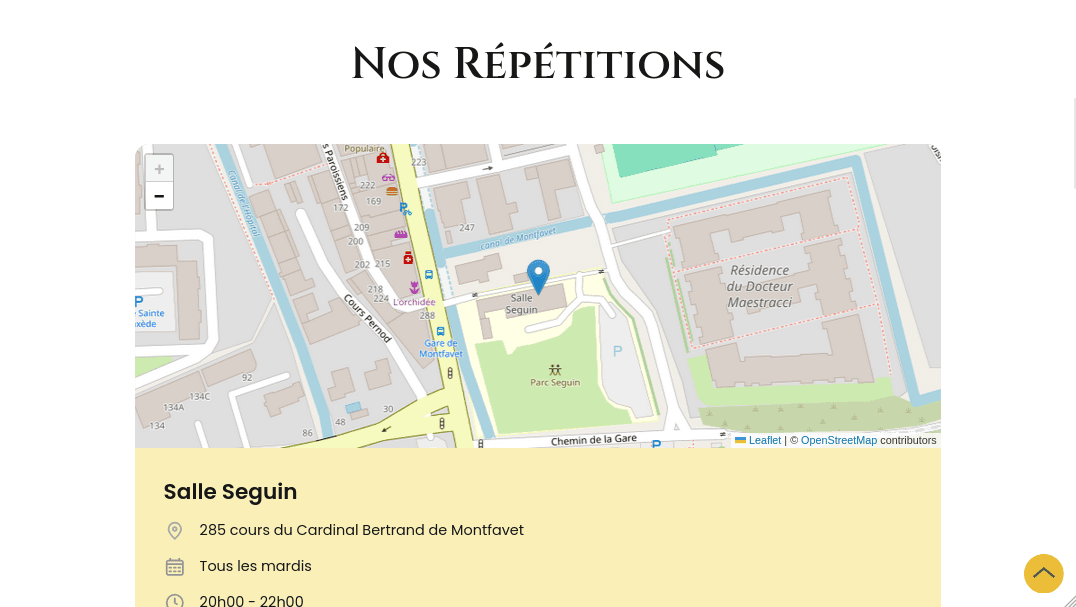 Rehearsals Location Section on the EVA Website