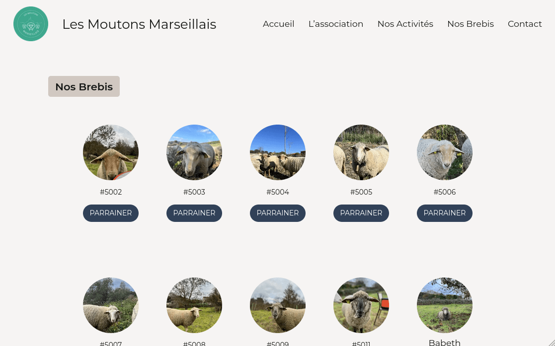 Sheep list on the Moutons Marseillais Website